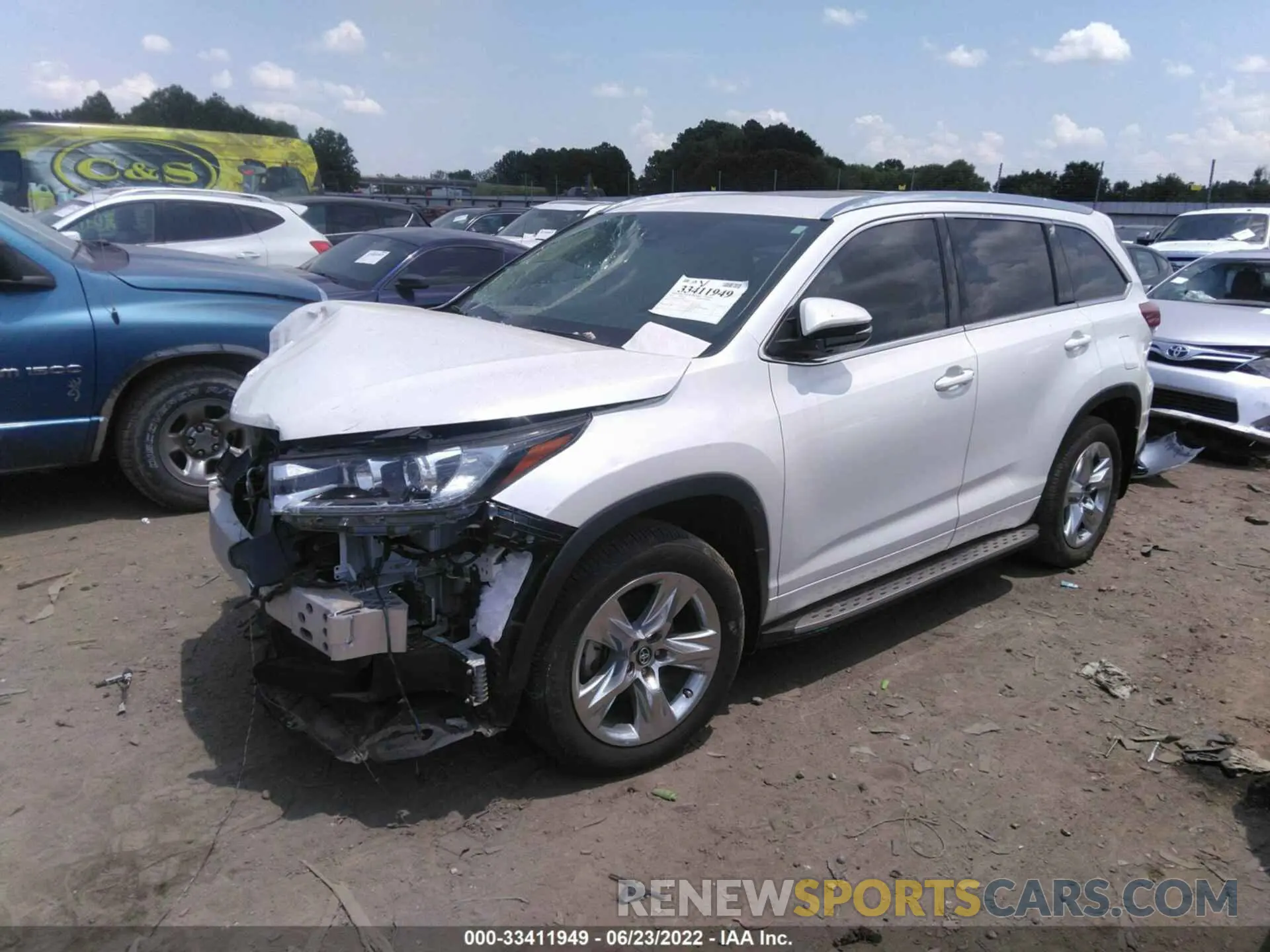 2 fotografías del automóvil dañado 5TDYZRFH2KS345654 TOYOTA HIGHLANDER 2019