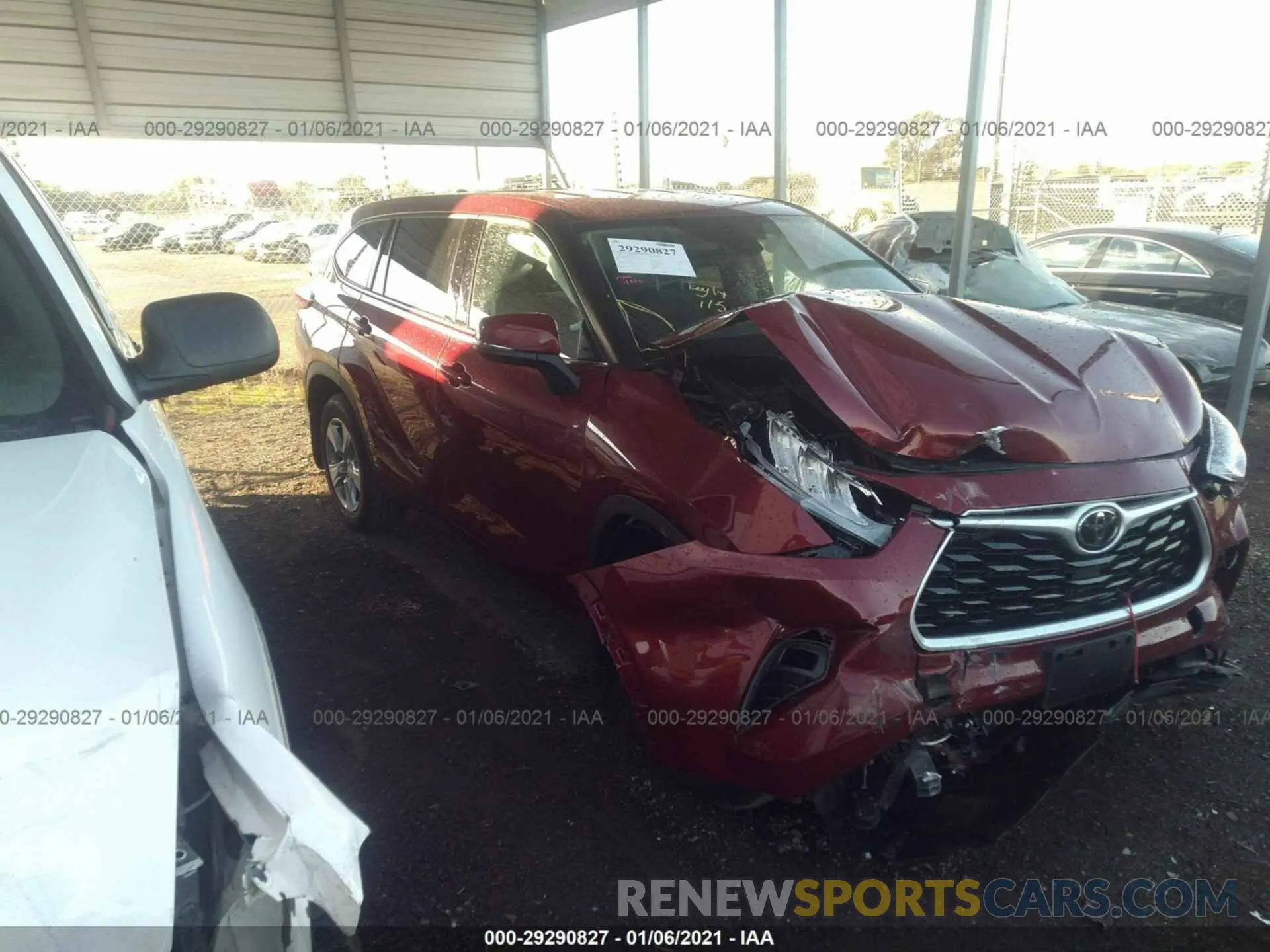1 fotografías del automóvil dañado 5TDBZRBH1LS019311 TOYOTA HIGHLANDER 2020