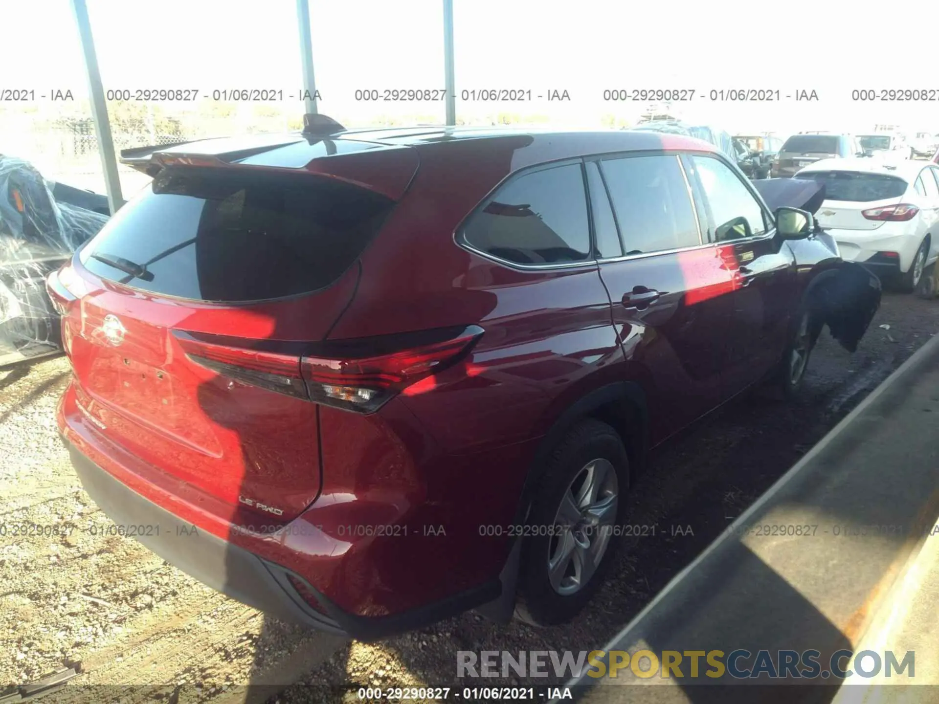 4 fotografías del automóvil dañado 5TDBZRBH1LS019311 TOYOTA HIGHLANDER 2020