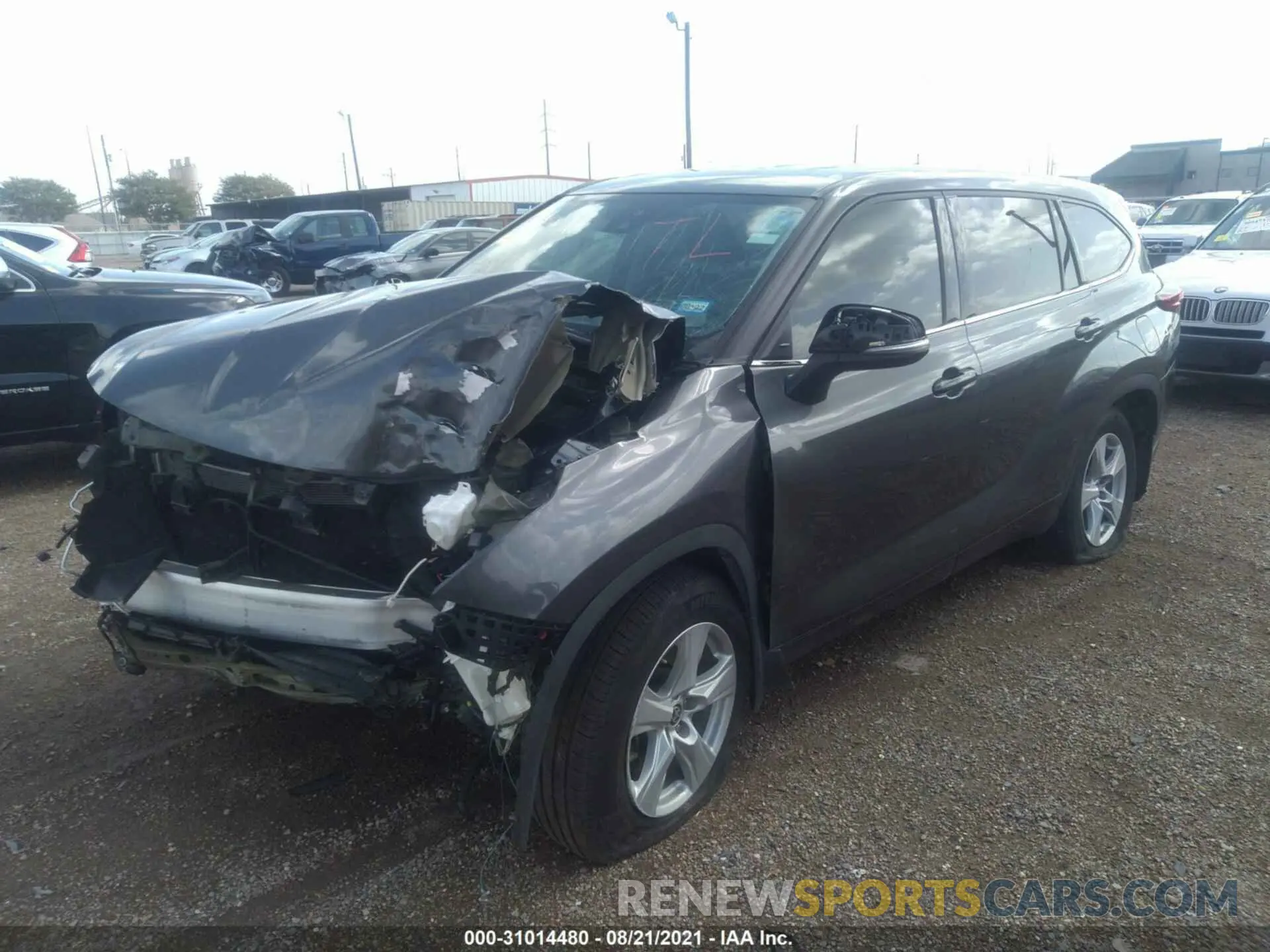 2 fotografías del automóvil dañado 5TDCZRAH0LS012243 TOYOTA HIGHLANDER 2020