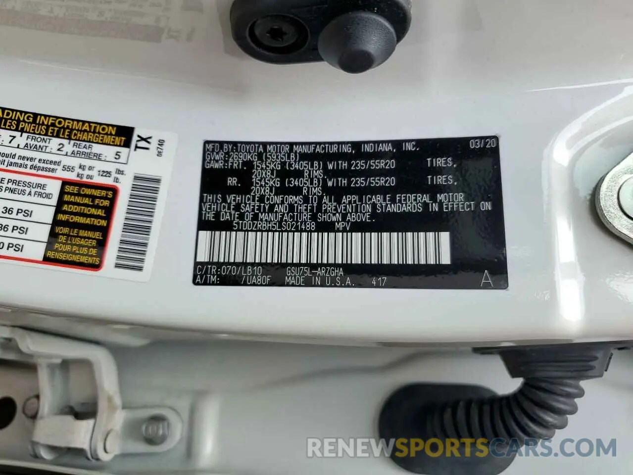 13 fotografías del automóvil dañado 5TDDZRBH5LS021488 TOYOTA HIGHLANDER 2020