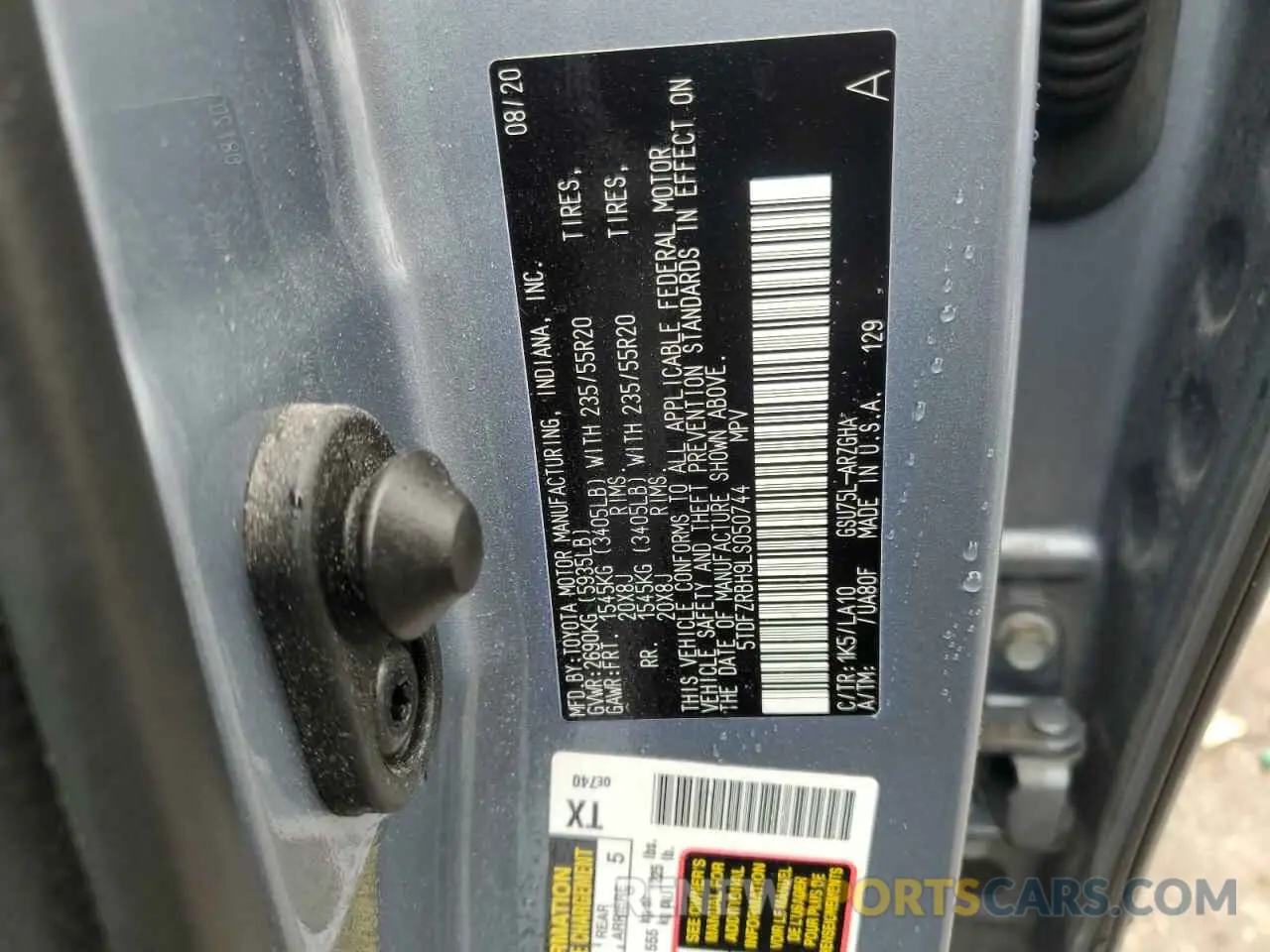 13 fotografías del automóvil dañado 5TDFZRBH9LS050744 TOYOTA HIGHLANDER 2020