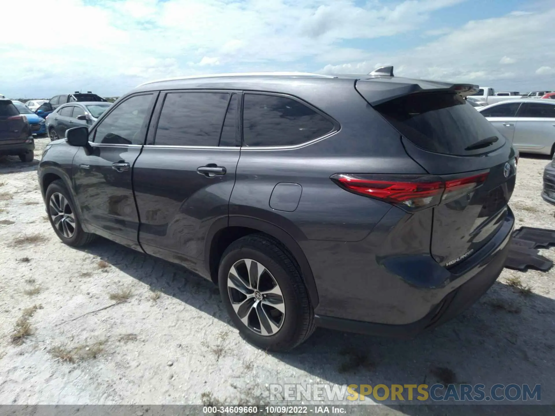 3 fotografías del automóvil dañado 5TDGARAH5LS502864 TOYOTA HIGHLANDER 2020