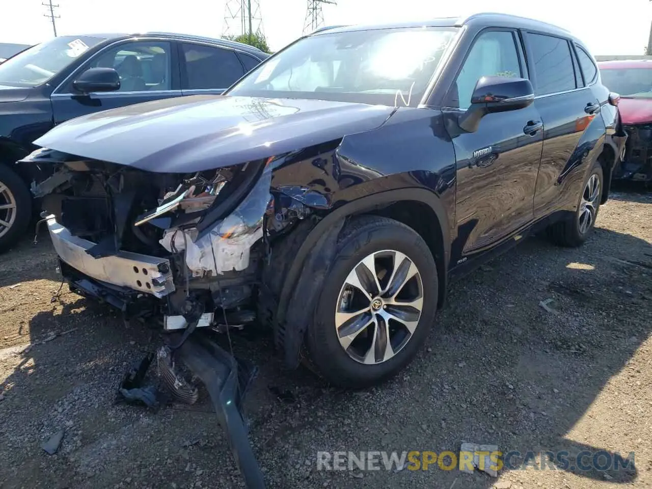 2 fotografías del automóvil dañado 5TDGBRCH2LS510236 TOYOTA HIGHLANDER 2020