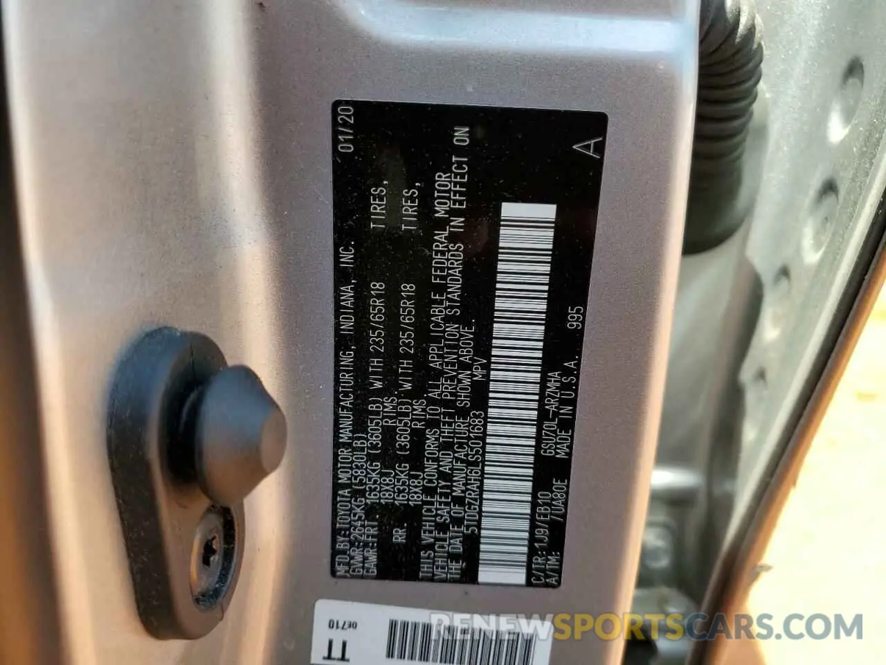 13 fotografías del automóvil dañado 5TDGZRAH6LS501683 TOYOTA HIGHLANDER 2020