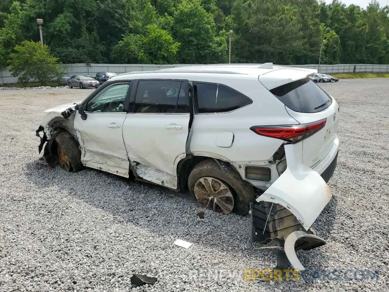 2 fotografías del automóvil dañado 5TDGZRAH9LS504383 TOYOTA HIGHLANDER 2020