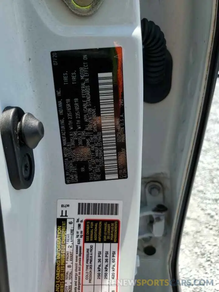 13 fotografías del automóvil dañado 5TDGZRBH5LS519400 TOYOTA HIGHLANDER 2020