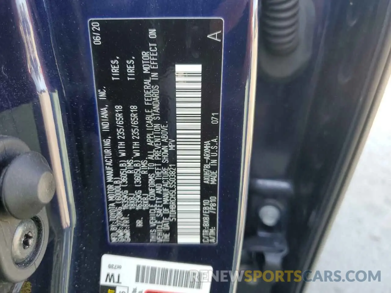 13 fotografías del automóvil dañado 5TDHBRCH5LS503821 TOYOTA HIGHLANDER 2020