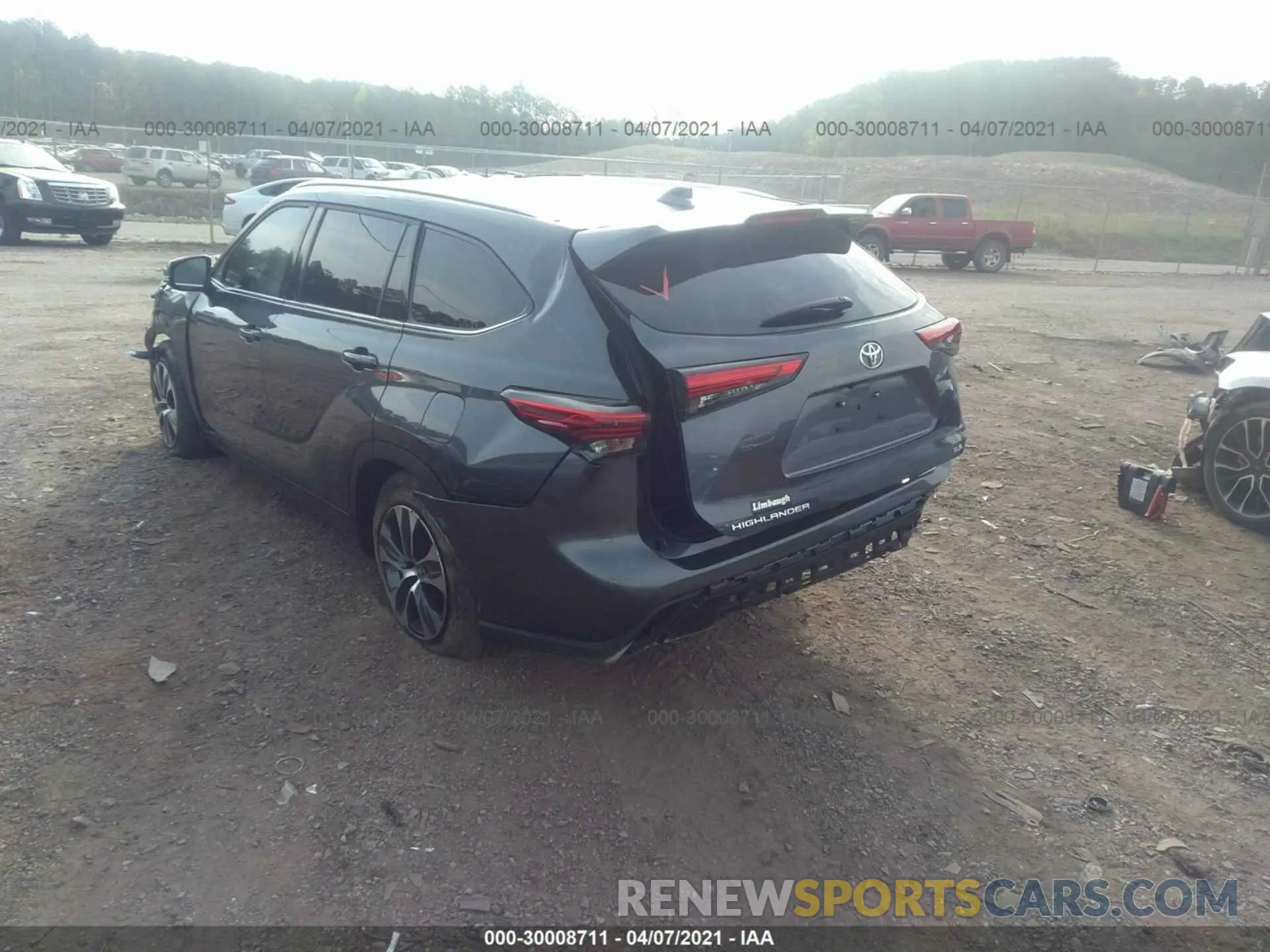 3 fotografías del automóvil dañado 5TDHZRAH1LS505547 TOYOTA HIGHLANDER 2020