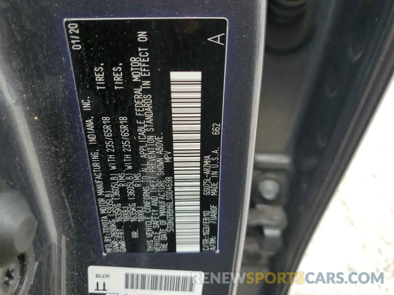 13 fotografías del automóvil dañado 5TDHZRBH6LS004698 TOYOTA HIGHLANDER 2020