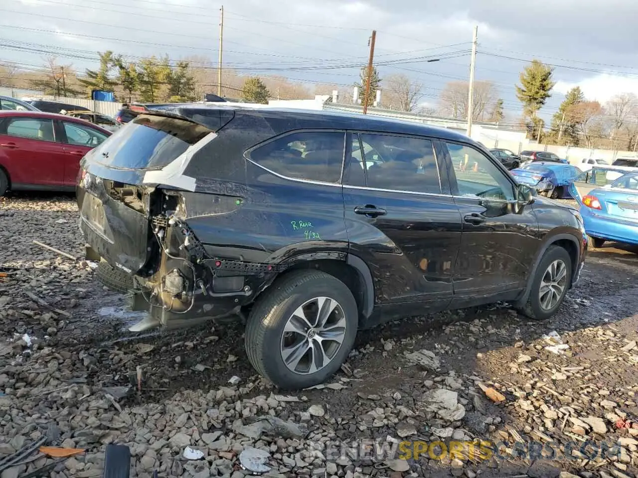 3 fotografías del automóvil dañado 5TDHZRBH9LS513930 TOYOTA HIGHLANDER 2020