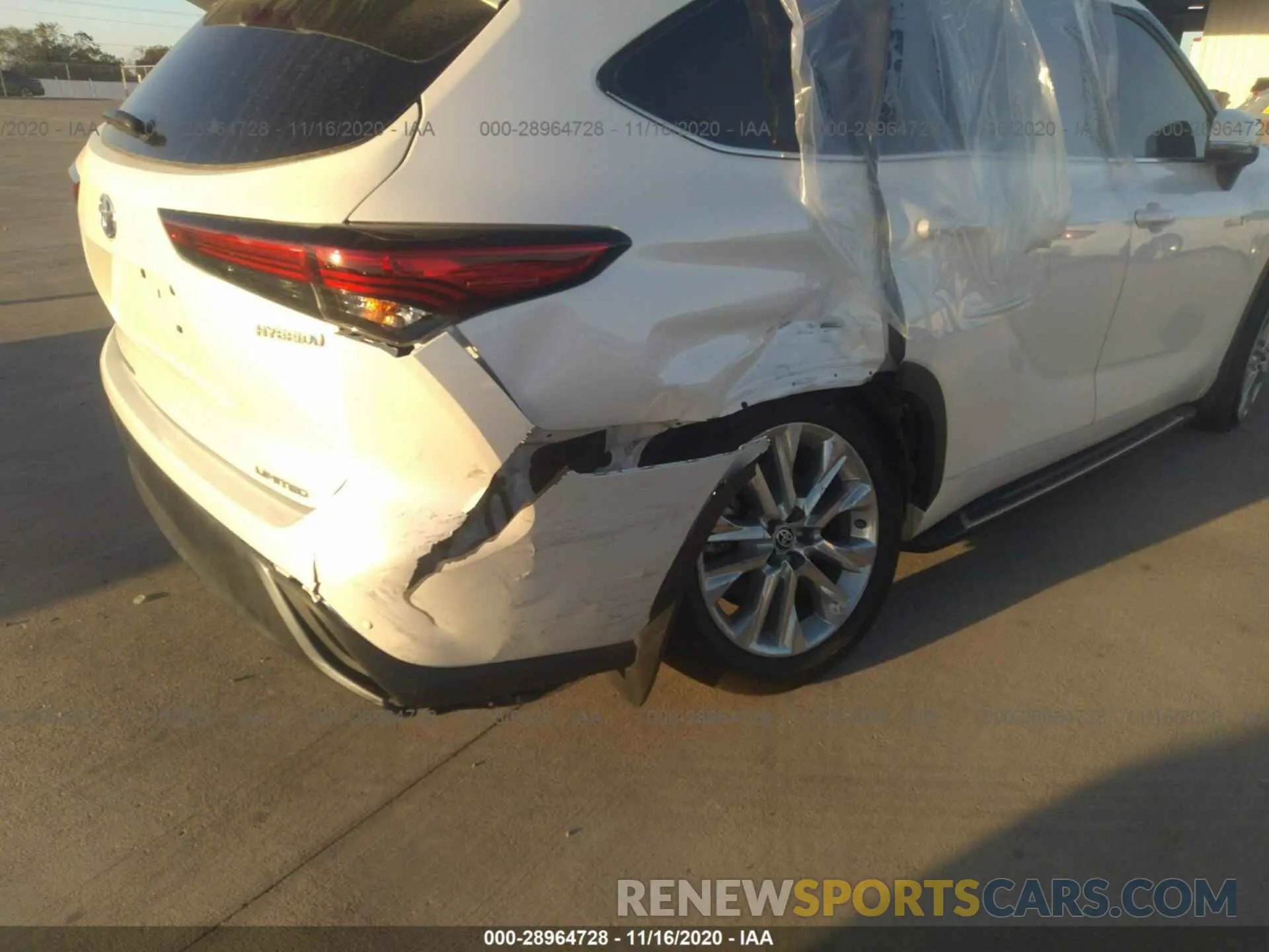 6 fotografías del automóvil dañado 5TDYARAH9LS000363 TOYOTA HIGHLANDER 2020