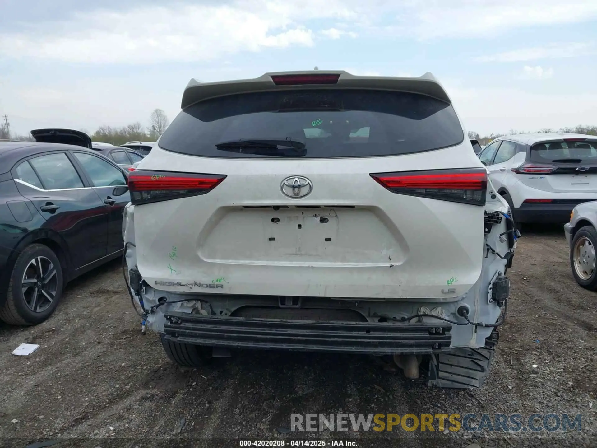 6 fotografías del automóvil dañado 5TDZZRAH3LS020153 TOYOTA HIGHLANDER 2020