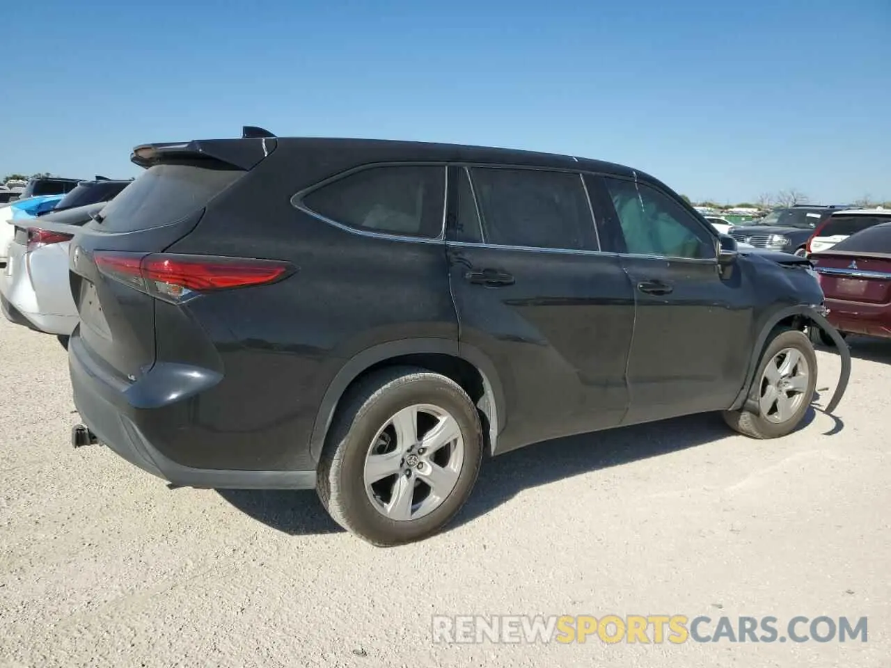3 fotografías del automóvil dañado 5TDZZRAHXLS502375 TOYOTA HIGHLANDER 2020