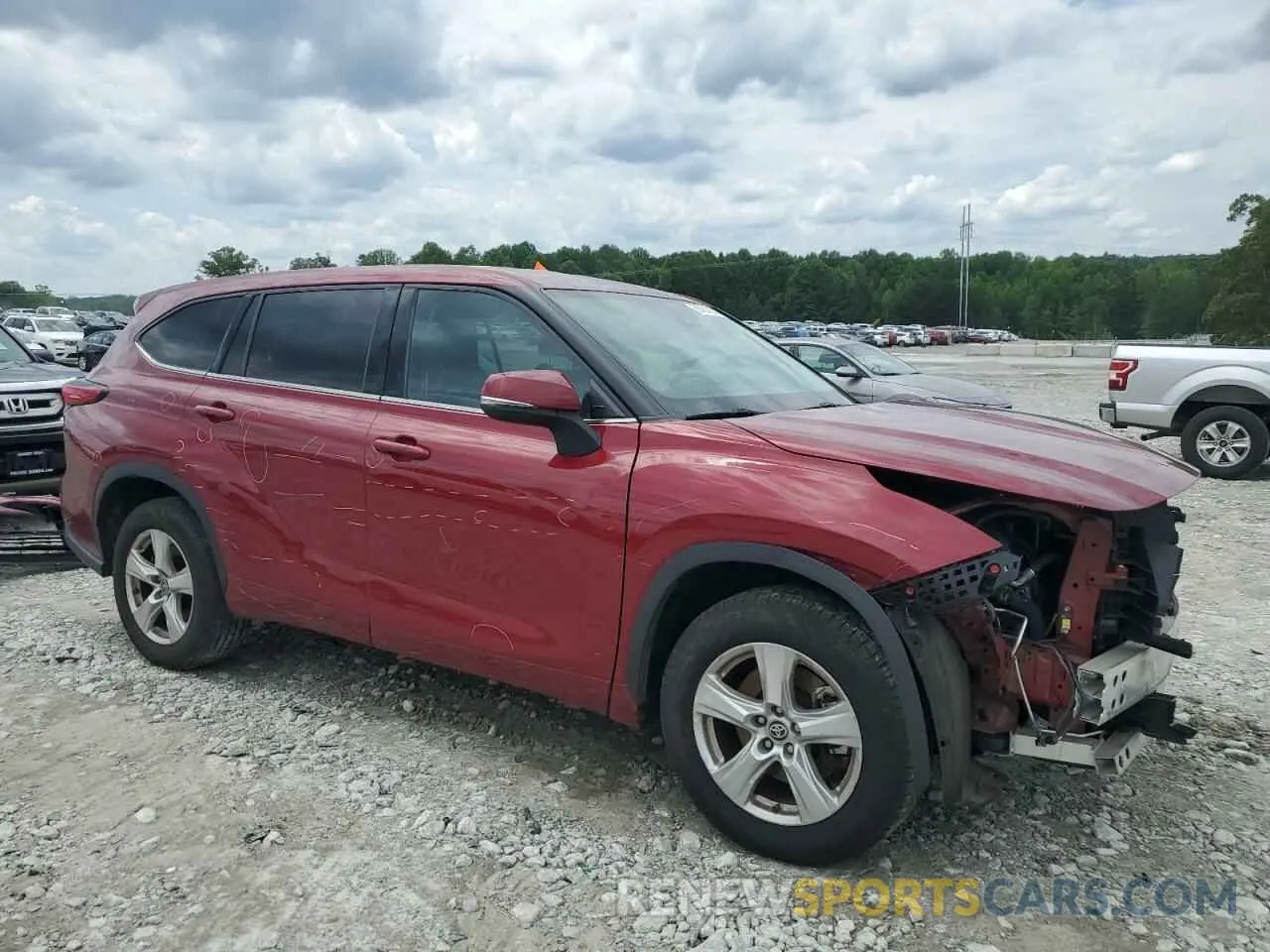 4 fotografías del automóvil dañado 5TDZZRAHXLS505907 TOYOTA HIGHLANDER 2020