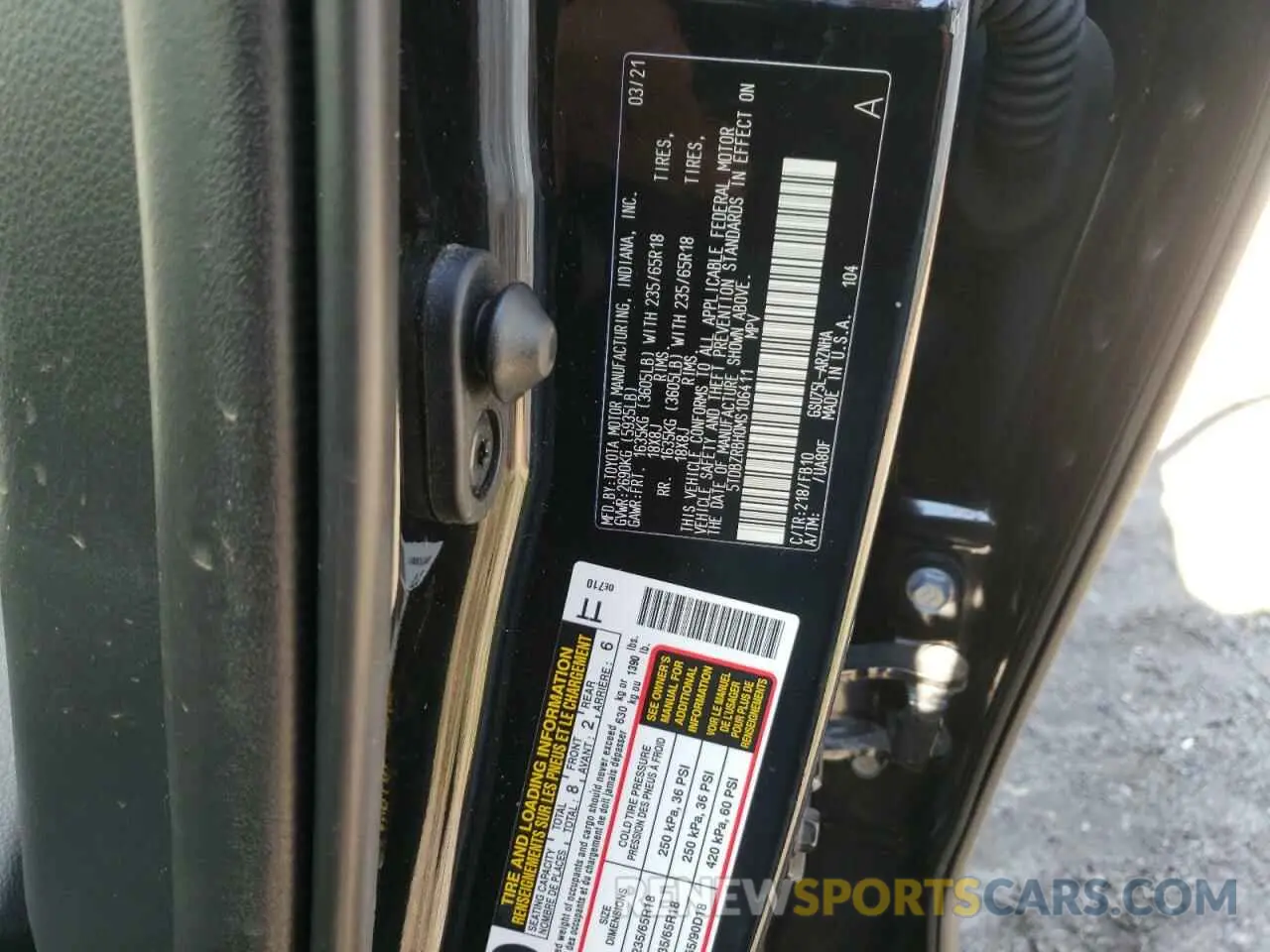 10 fotografías del automóvil dañado 5TDBZRBH0MS106411 TOYOTA HIGHLANDER 2021