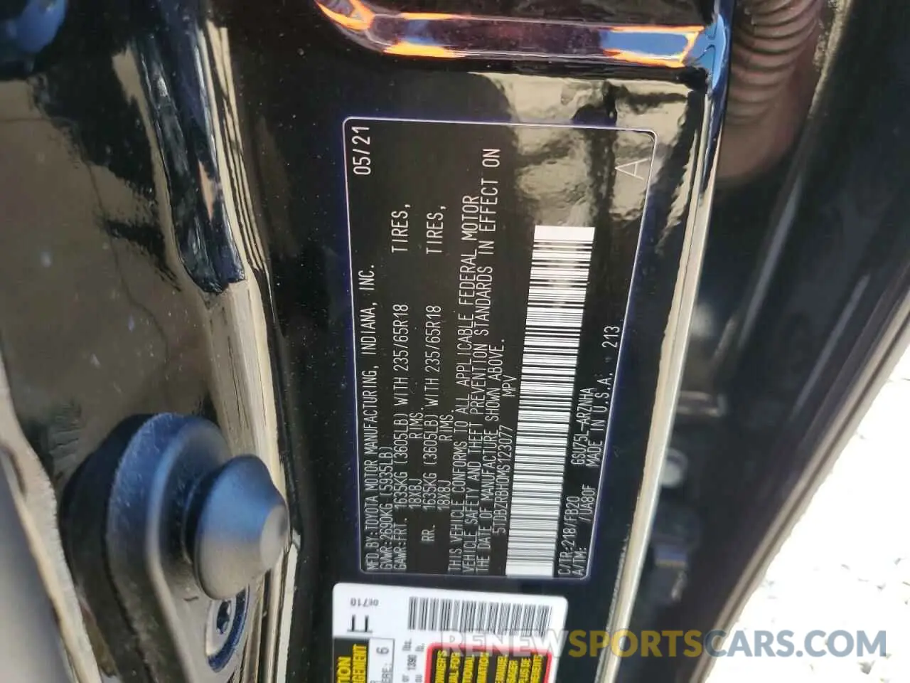13 fotografías del automóvil dañado 5TDBZRBH0MS123077 TOYOTA HIGHLANDER 2021