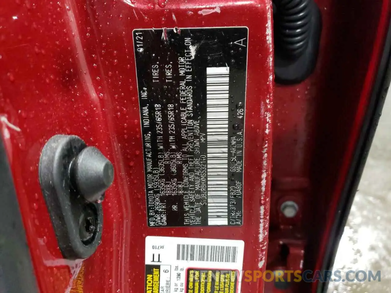 13 fotografías del automóvil dañado 5TDBZRBHXMS532140 TOYOTA HIGHLANDER 2021