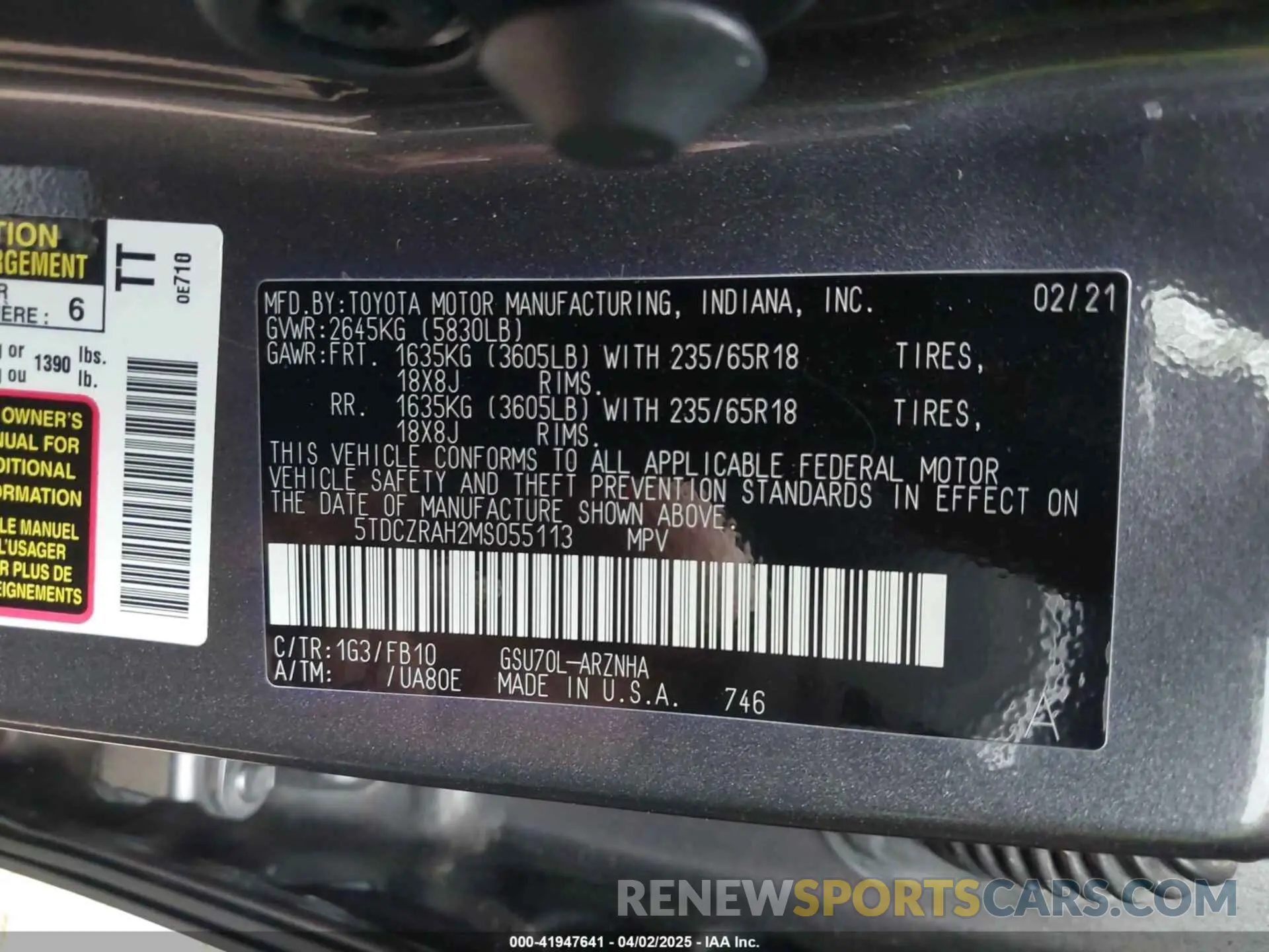 9 fotografías del automóvil dañado 5TDCZRAH2MS055113 TOYOTA HIGHLANDER 2021