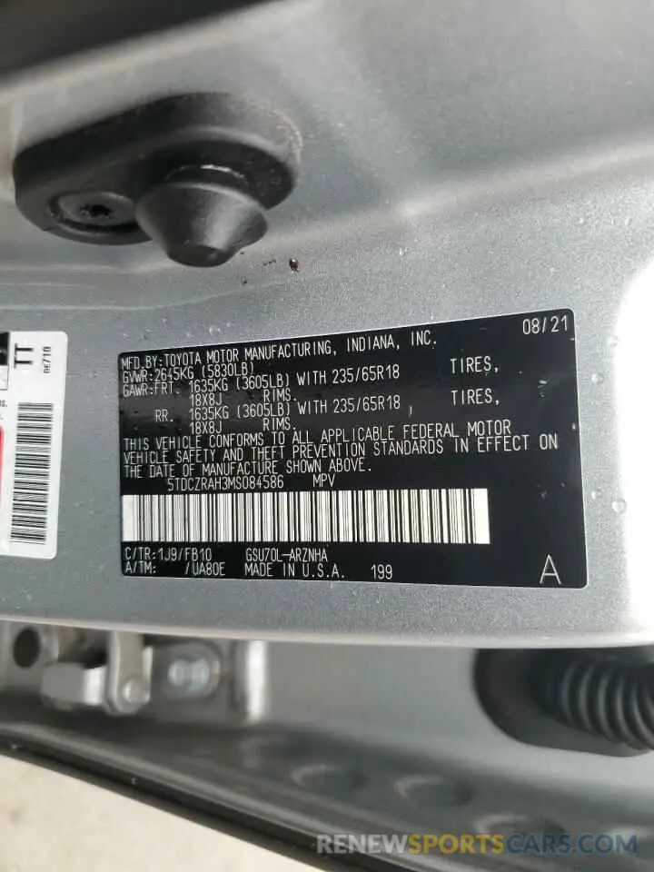 13 fotografías del automóvil dañado 5TDCZRAH3MS084586 TOYOTA HIGHLANDER 2021