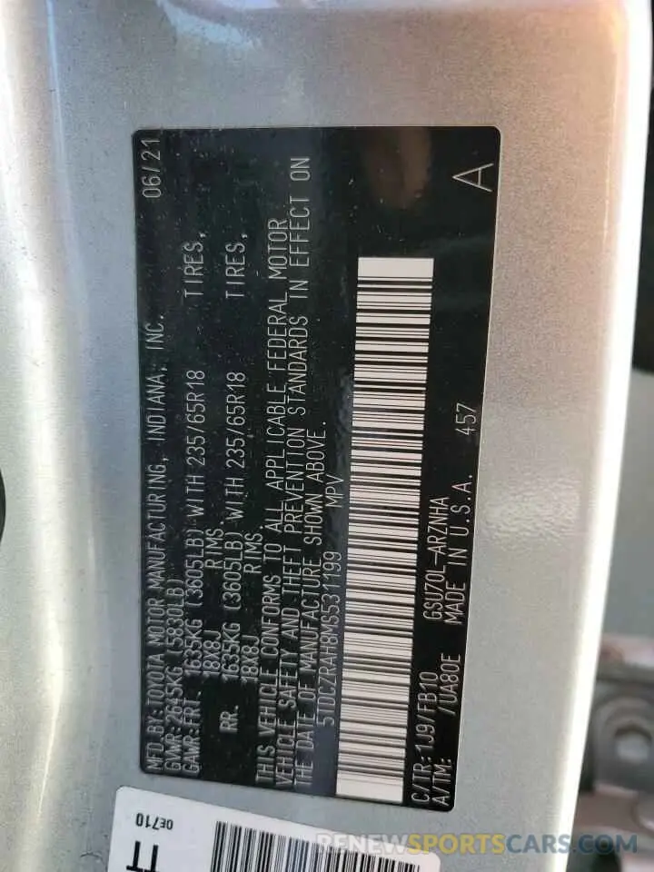 13 fotografías del automóvil dañado 5TDCZRAH8MS531199 TOYOTA HIGHLANDER 2021