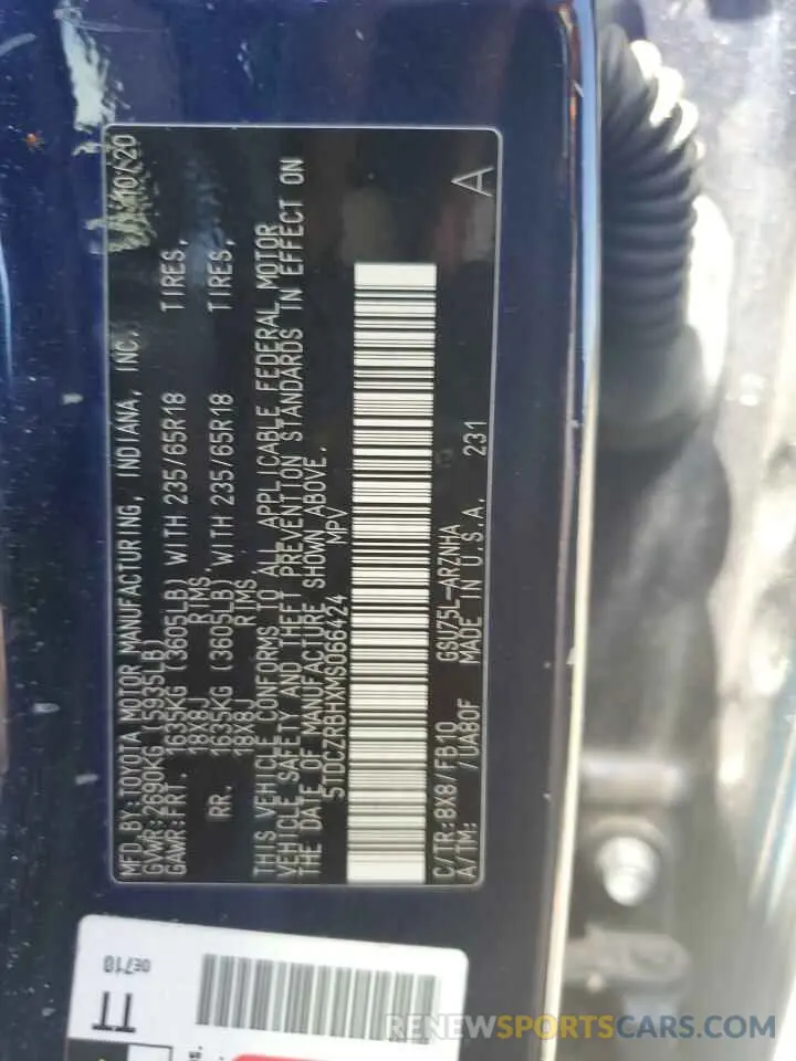 13 fotografías del automóvil dañado 5TDCZRBHXMS066424 TOYOTA HIGHLANDER 2021