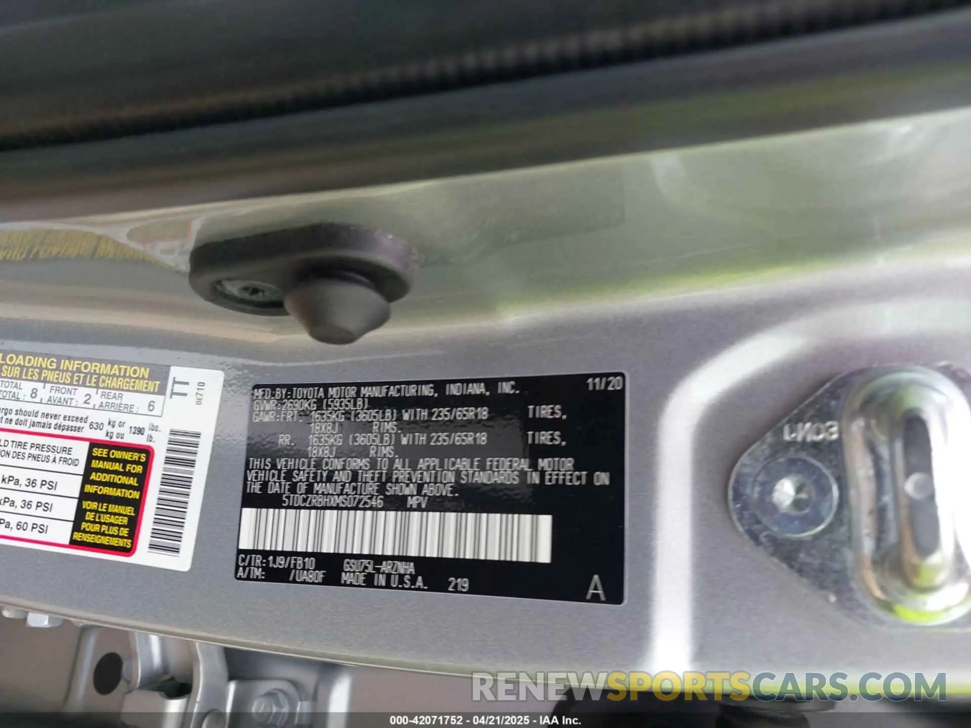 9 fotografías del automóvil dañado 5TDCZRBHXMS072546 TOYOTA HIGHLANDER 2021