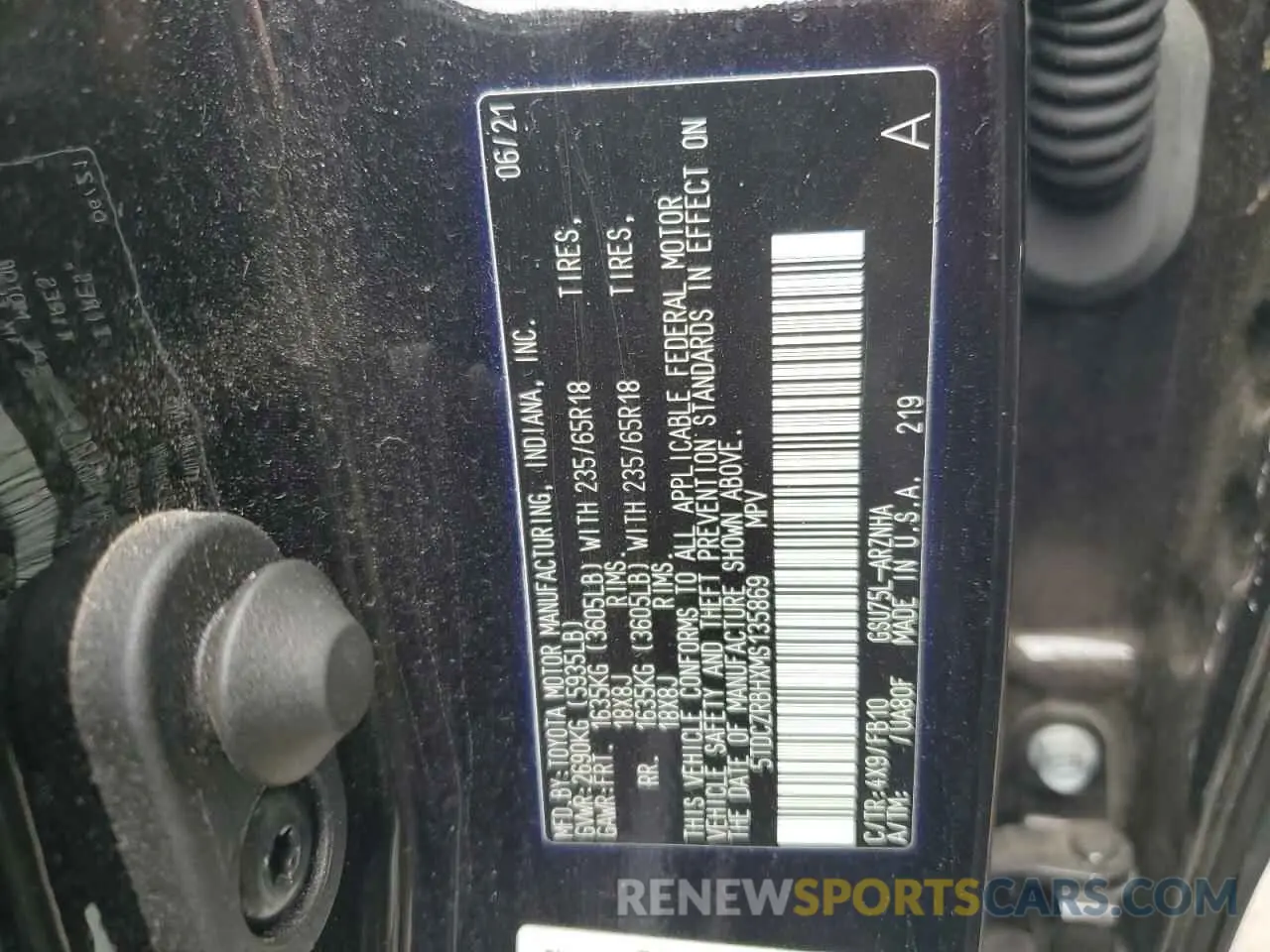13 fotografías del automóvil dañado 5TDCZRBHXMS135869 TOYOTA HIGHLANDER 2021