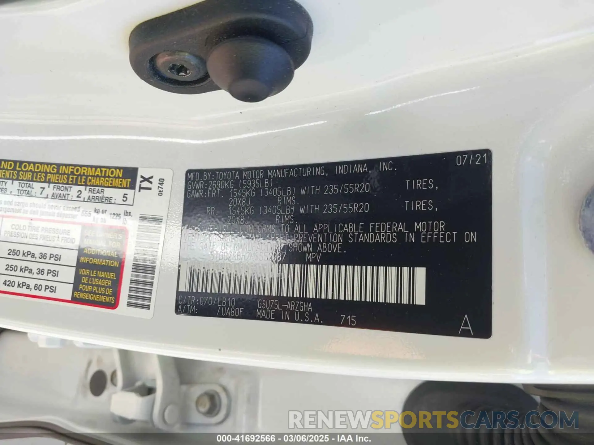 9 fotografías del automóvil dañado 5TDDZRBH2MS552987 TOYOTA HIGHLANDER 2021