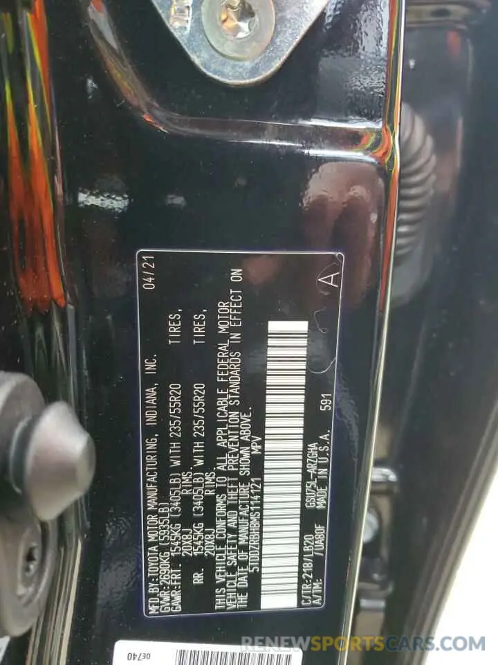 13 fotografías del automóvil dañado 5TDDZRBH8MS114121 TOYOTA HIGHLANDER 2021