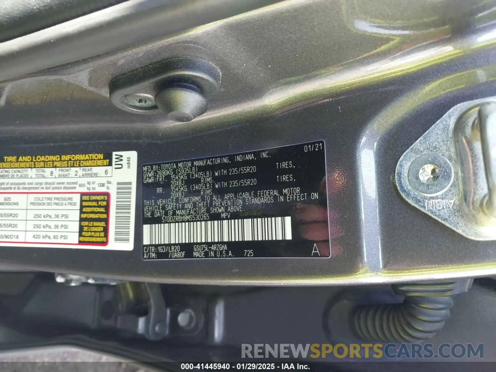 9 fotografías del automóvil dañado 5TDDZRBH8MS530265 TOYOTA HIGHLANDER 2021