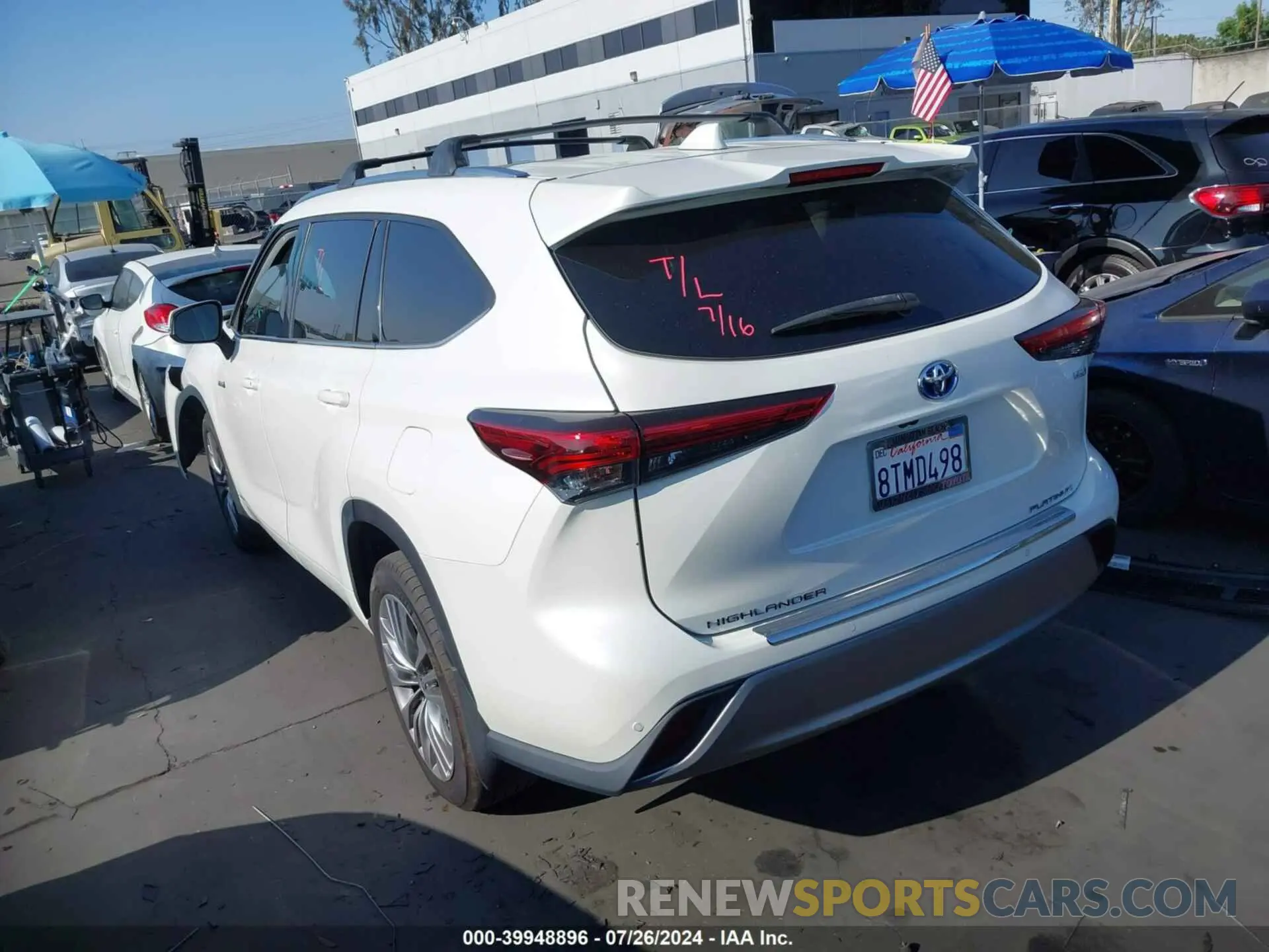 3 fotografías del automóvil dañado 5TDEBRCH4MS027775 TOYOTA HIGHLANDER 2021