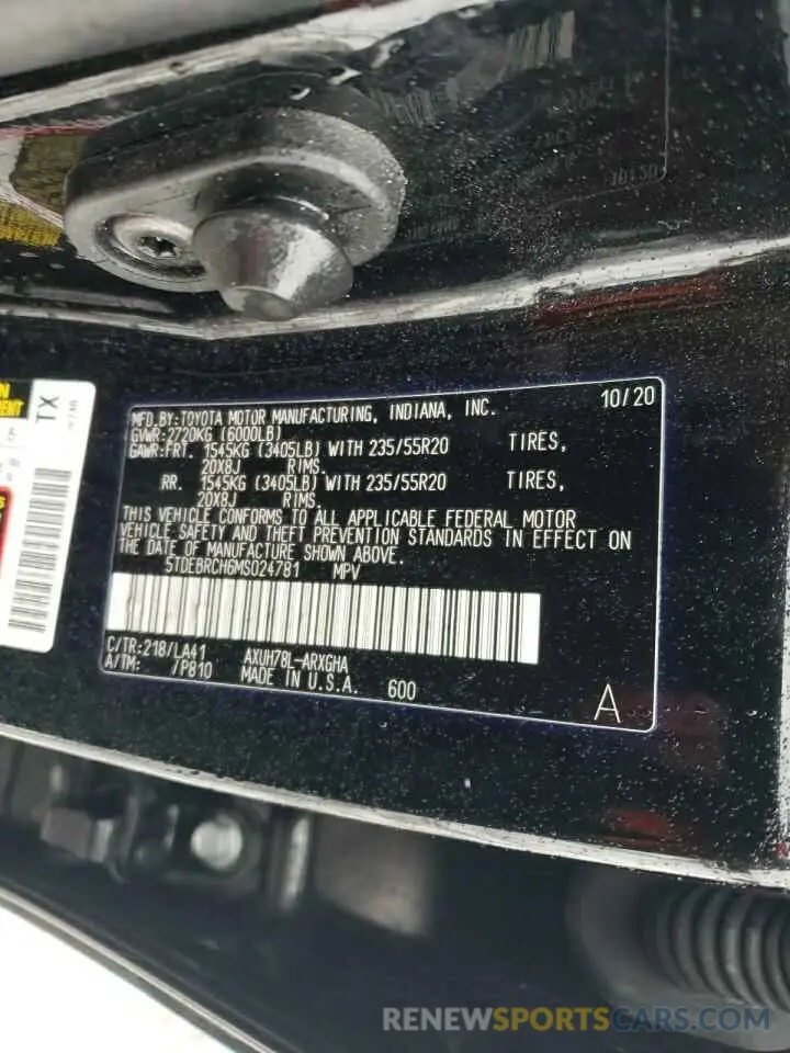 15 fotografías del automóvil dañado 5TDEBRCH6MS024781 TOYOTA HIGHLANDER 2021