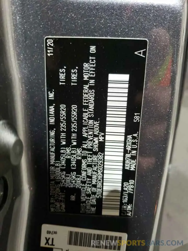13 fotografías del automóvil dañado 5TDEBRCH6MS029382 TOYOTA HIGHLANDER 2021