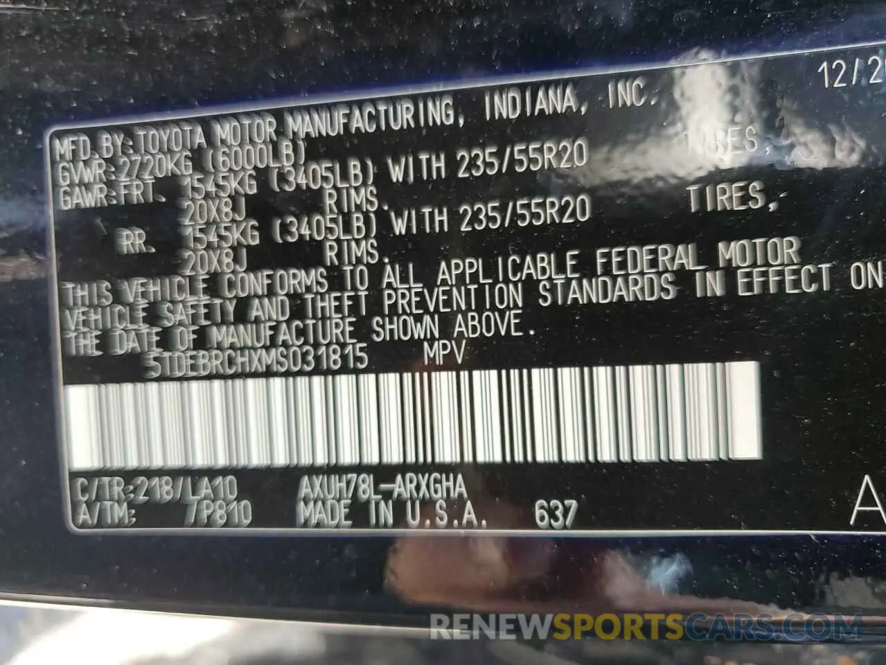13 fotografías del automóvil dañado 5TDEBRCHXMS031815 TOYOTA HIGHLANDER 2021