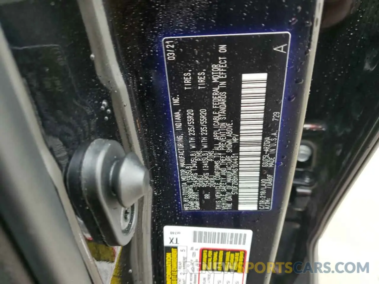 13 fotografías del automóvil dañado 5TDFZRBH7MS104401 TOYOTA HIGHLANDER 2021