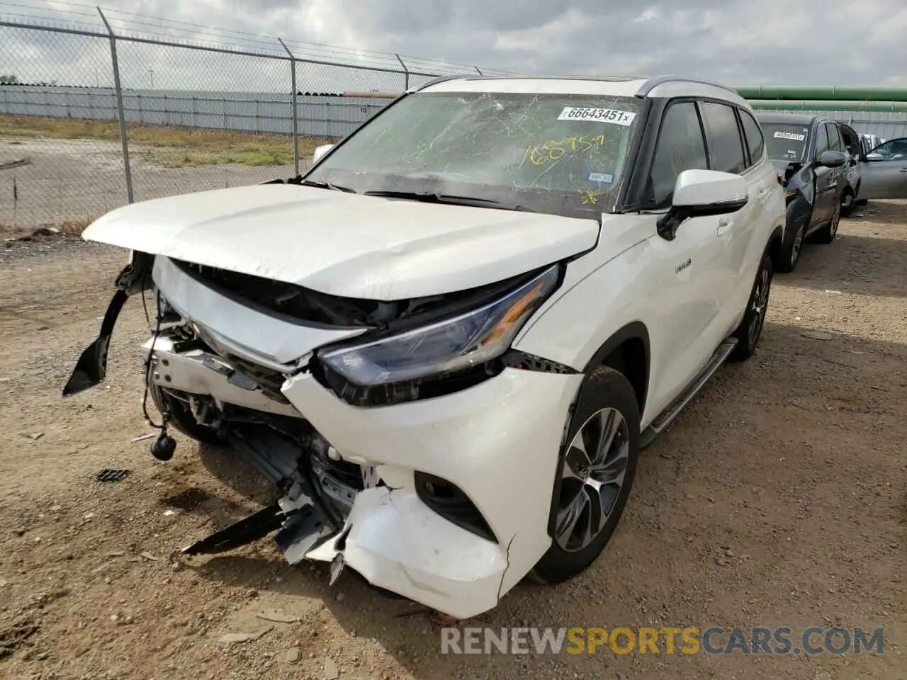 2 fotografías del automóvil dañado 5TDGARAH6MS504284 TOYOTA HIGHLANDER 2021