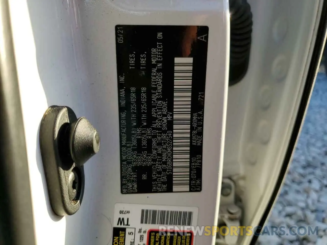 13 fotografías del automóvil dañado 5TDGBRCH0MS527540 TOYOTA HIGHLANDER 2021