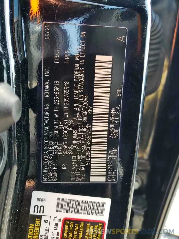 13 fotografías del automóvil dañado 5TDGBRCH6MS517997 TOYOTA HIGHLANDER 2021