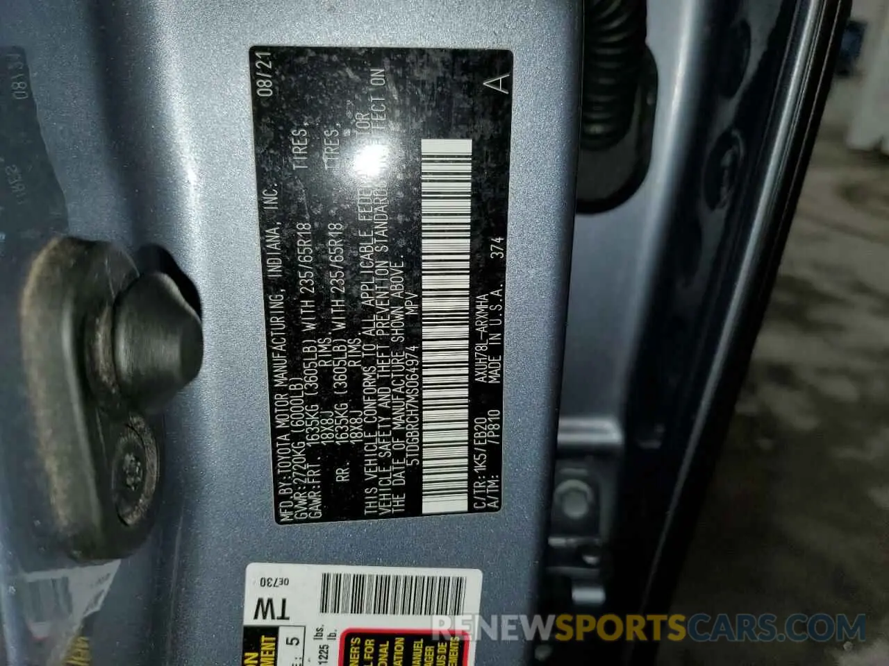 16 fotografías del automóvil dañado 5TDGBRCH7MS064974 TOYOTA HIGHLANDER 2021