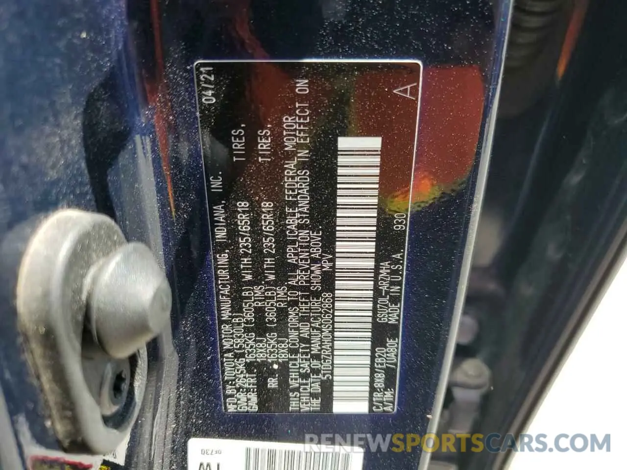 14 fotografías del automóvil dañado 5TDGZRAH0MS062868 TOYOTA HIGHLANDER 2021