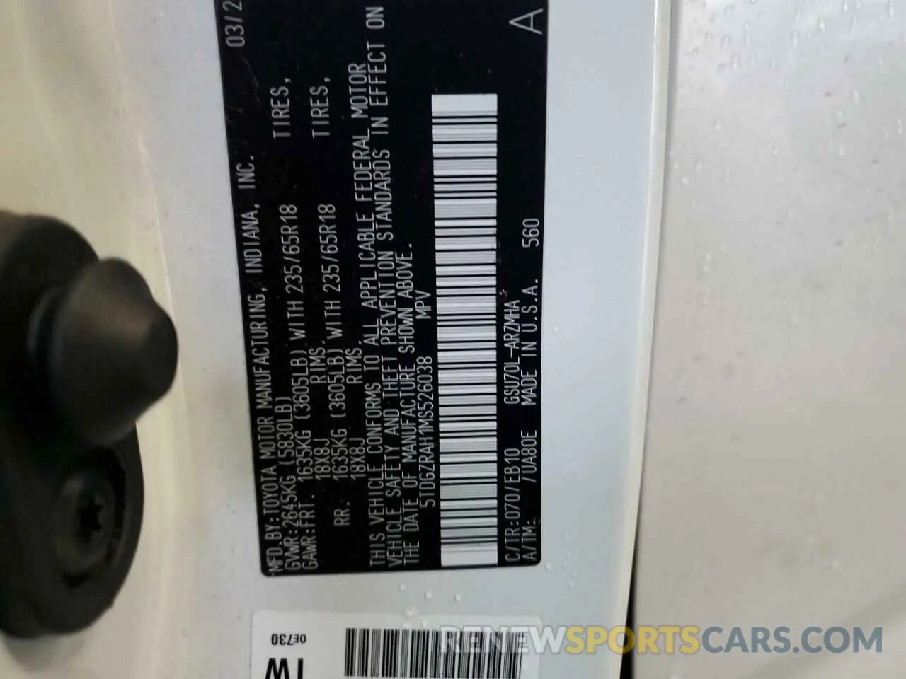 15 fotografías del automóvil dañado 5TDGZRAH1MS526038 TOYOTA HIGHLANDER 2021