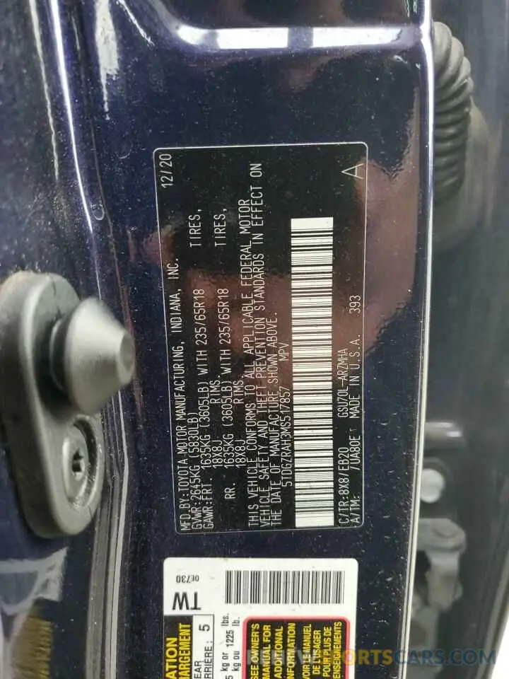 13 fotografías del automóvil dañado 5TDGZRAH3MS517857 TOYOTA HIGHLANDER 2021