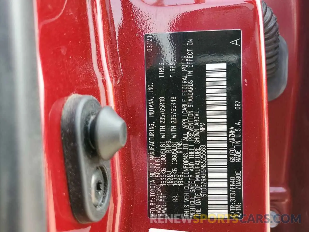 13 fotografías del automóvil dañado 5TDGZRAH5MS525569 TOYOTA HIGHLANDER 2021