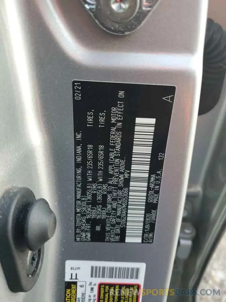 13 fotografías del automóvil dañado 5TDGZRAH7MS053066 TOYOTA HIGHLANDER 2021