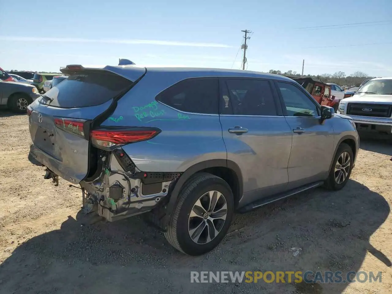 3 fotografías del automóvil dañado 5TDGZRAH9MS080656 TOYOTA HIGHLANDER 2021