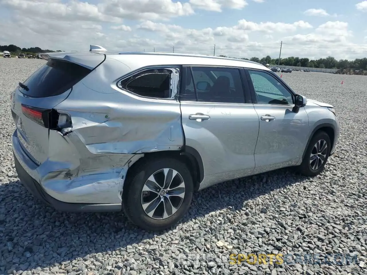 3 fotografías del automóvil dañado 5TDGZRAHXMS034396 TOYOTA HIGHLANDER 2021