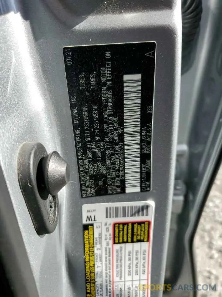 13 fotografías del automóvil dañado 5TDGZRAHXMS526121 TOYOTA HIGHLANDER 2021