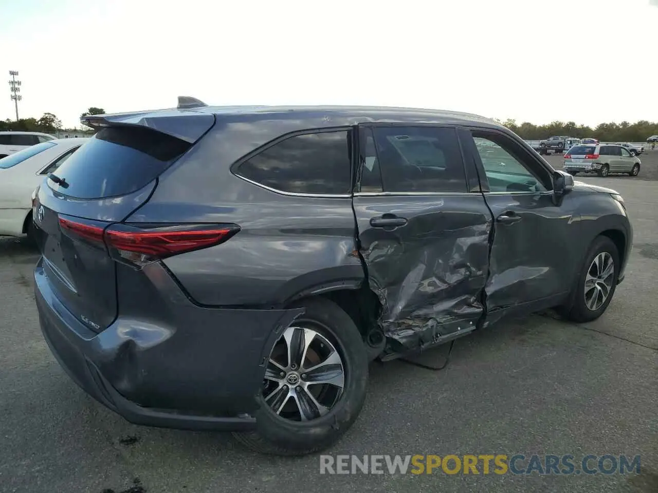 3 fotografías del automóvil dañado 5TDGZRBH5MS545433 TOYOTA HIGHLANDER 2021