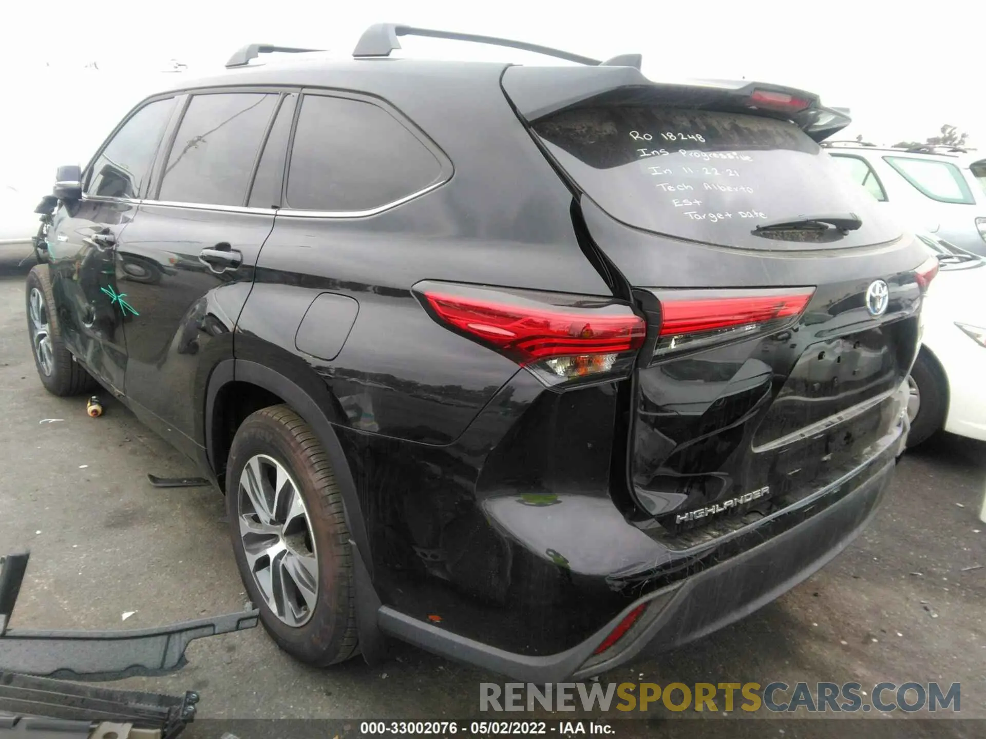 3 fotografías del automóvil dañado 5TDHARAH2MS507834 TOYOTA HIGHLANDER 2021